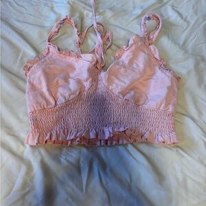 Pink Ruffled Crop Top size small